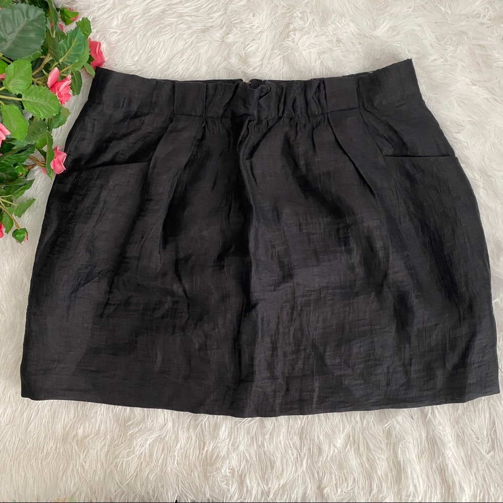 J. Crew Black Linen Charter Skirt